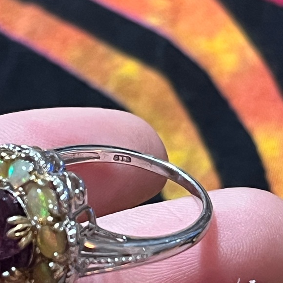 Chuck Clemency STS Amethyst Ethiopian Fire Opal Sterling Silver 925 Size 10 Ring - Picture 6 of 10